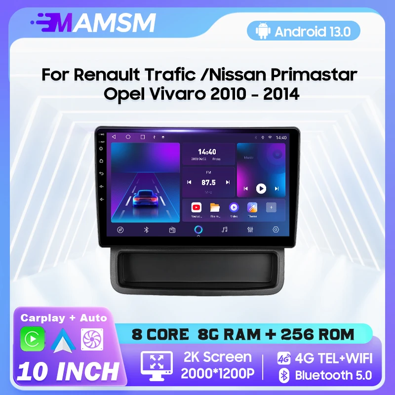 

MAMSM Android 13 2K Car Radio For Renault Trafic Nissan Primastar Opel Vivaro 2010 - 2014 Multimedia Video Player GPS 4G Carplay