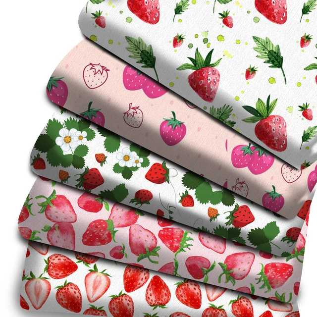 Strawberry Cotton Fabric Fabrics  Cotton Fabric Strawberry Print