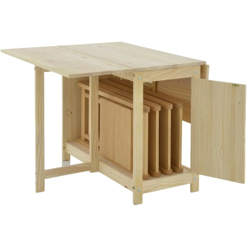 Solid Wood Folding Dining Table and Chair Set with Storage – Foldable Dining Table, Small Drop Leaf Kitchen Table 4