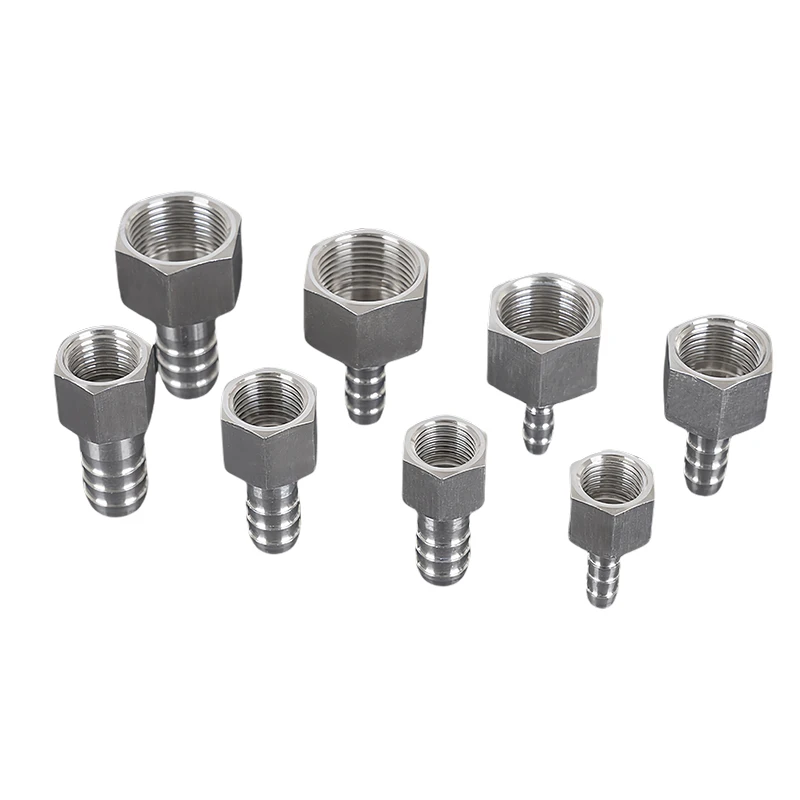 304 Stainless Steel Pipe Fitting M8 M10*1 M12x1.25 M14 M16 M18 M20*1.5 Female To 6mm/8mm/10mm/12mm Hose Tail Barb Connector