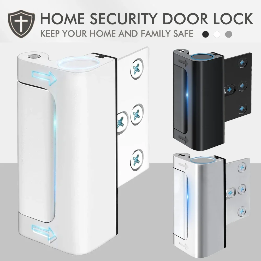 New Home Security Door Lock Aluminum Alloy Anti-theft Door Lock Childproof Door Reinforcement Lock with 3 Inch Stop