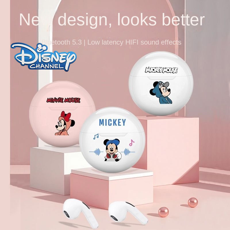 Disney's new TWS Bluetooth earphones cartoon semi in ear ultra long standby mini cute Mickey Daisy Bluetooth earphones in stock