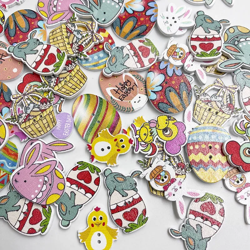 

25pcs Easter Wood Buttons Handwork Sewing Scrapbook Clothing Crafts Accessories Gift Card MZ923