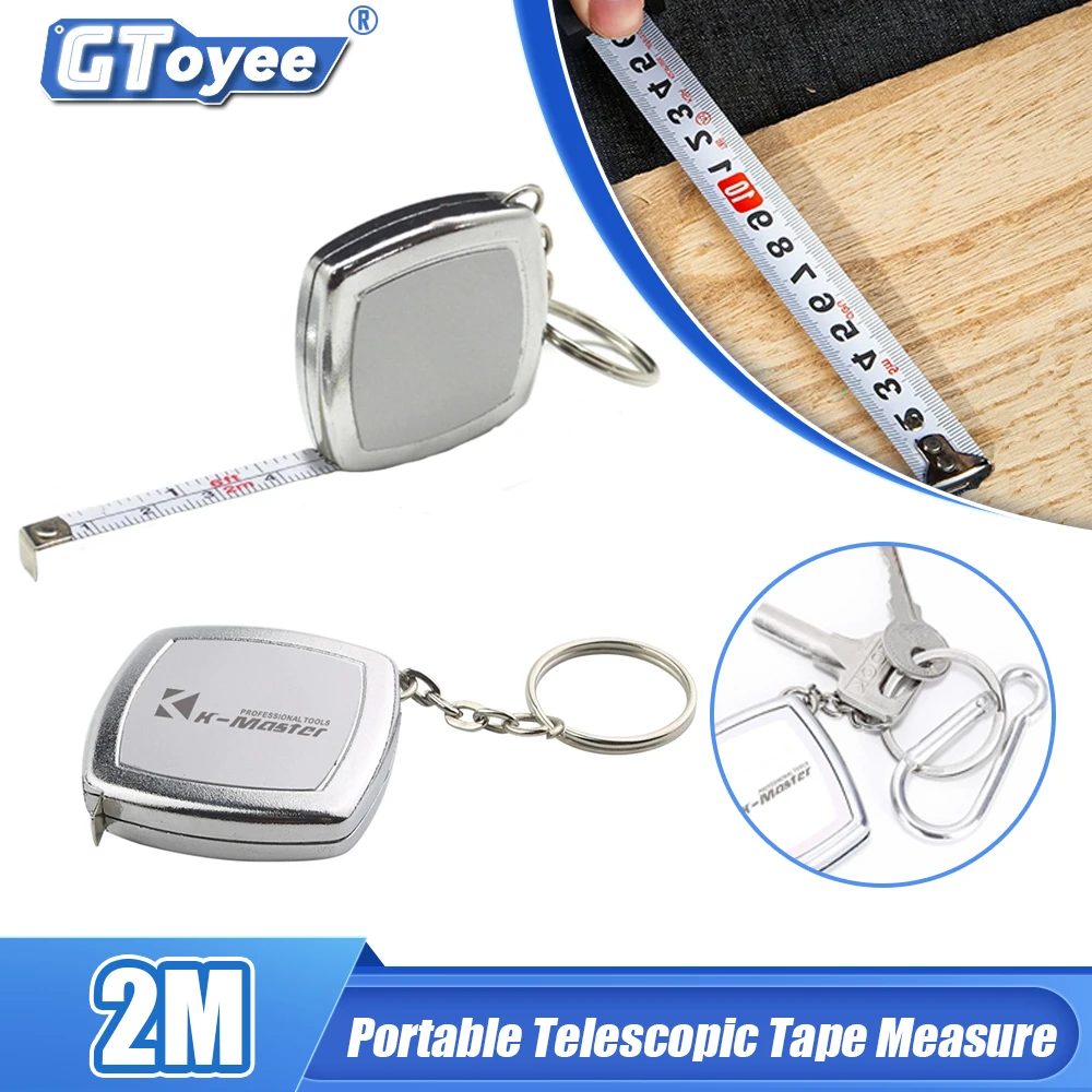 

2M Retractable Ruler Measure Key Ring Small Steel Tape Measure Construction Tools Measuring Instruments Portable Tape Measure