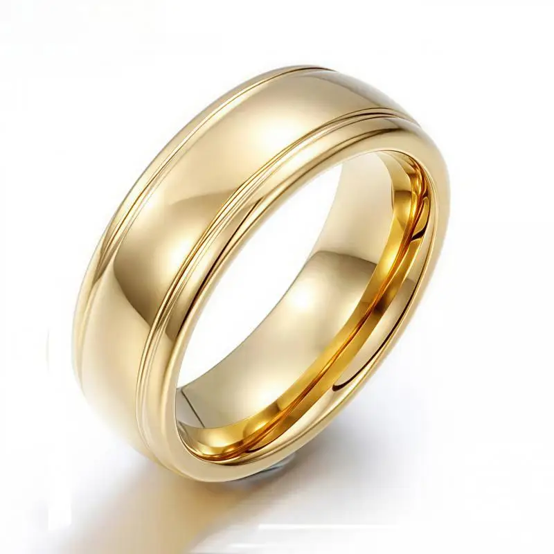 Gold Color Men Tungsten Carbide Ring Fashion Classic Style Anti-Scratch for Wedding Bands Party Rings Jewelry