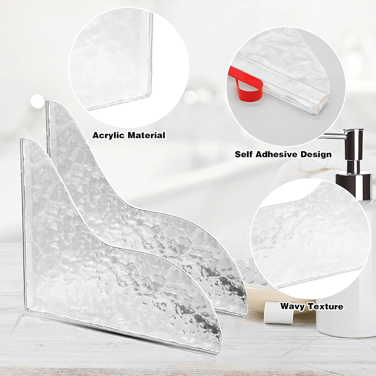 Guard Shower Guards Bathtub Water Corner Bath Tub Shield Screen Acrylic Splashing Bathroom Door Curtain Clear Barrier Sink 2pcs
