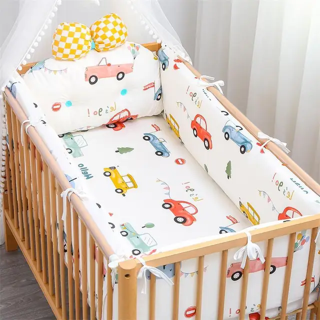 Newborn Cotton Breathable One-piece Bed Bumper Removable Washable Children Bedding Set Four Seasons Universal Cartoon CribBumper 5