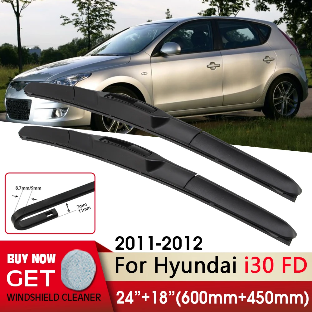 

Car Wiper Front Wiper Blades 24"+18" For Hyundai i30 FD 2011 2012 Fit U Hook Arm Front Windscreen Wipers Auto Accessories