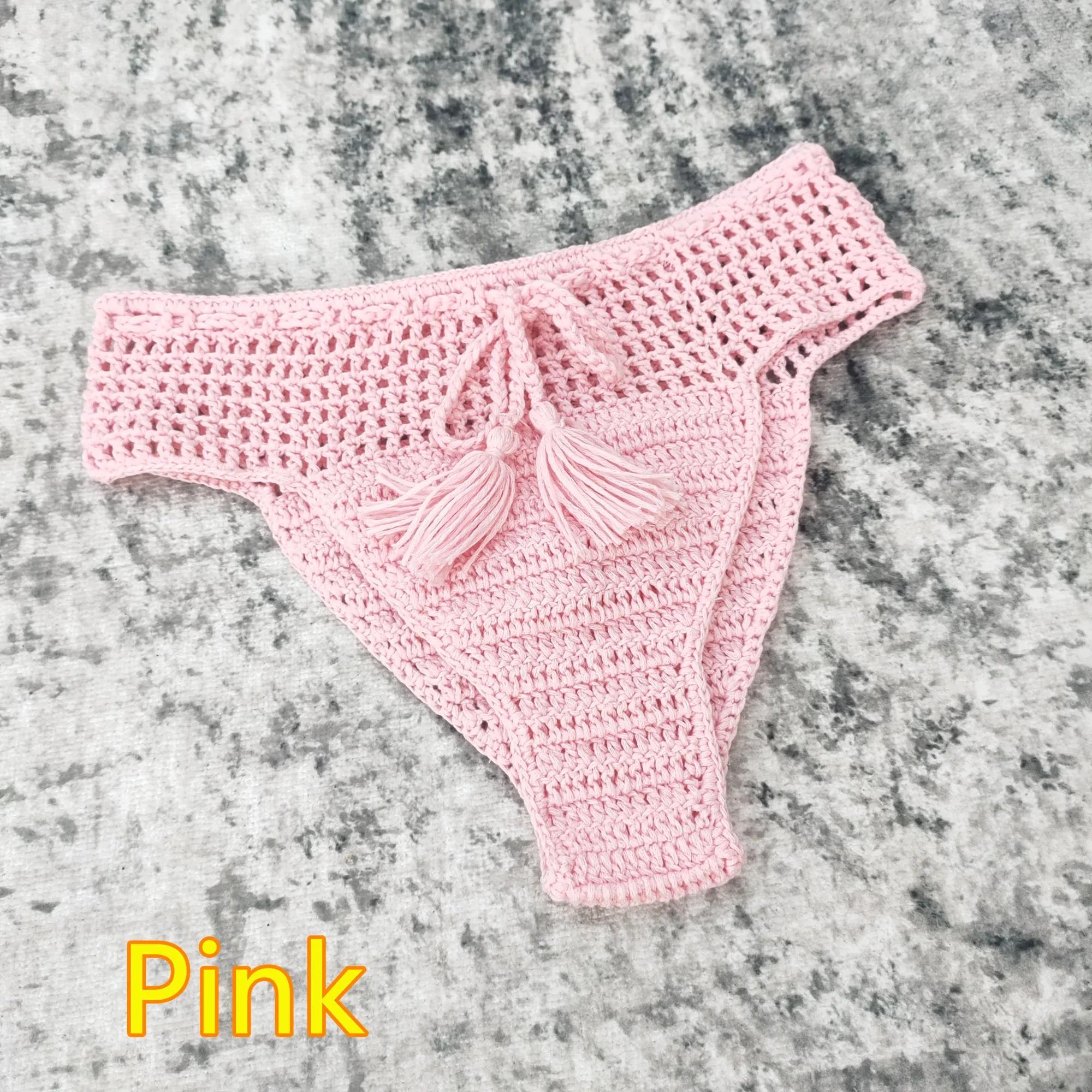6 Color Hand Crochet Bikini Bottom Shorts Beach Women Tassel Swim Brief