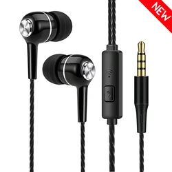 High - Fidelity Wired Earbuds with Microphone - Enhanced Bass Stereo Sound for Music, Sports, and Gaming ((New) Black)