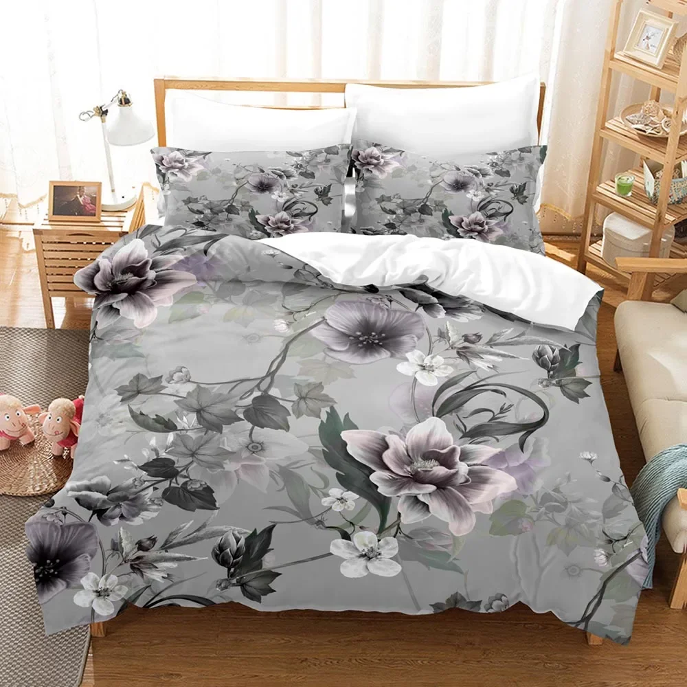 Beautiful Floral Bedding Set 3D Printed Duvet Cover Set Soft Single Twin Double Queen King Size for Girl Christmas Decor Gift