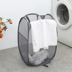 Compact Mesh Pop - Up Laundry Hamper with Wide Opening - Breathable and Collapsible for Space - Saving Laundry Storage (Gray)