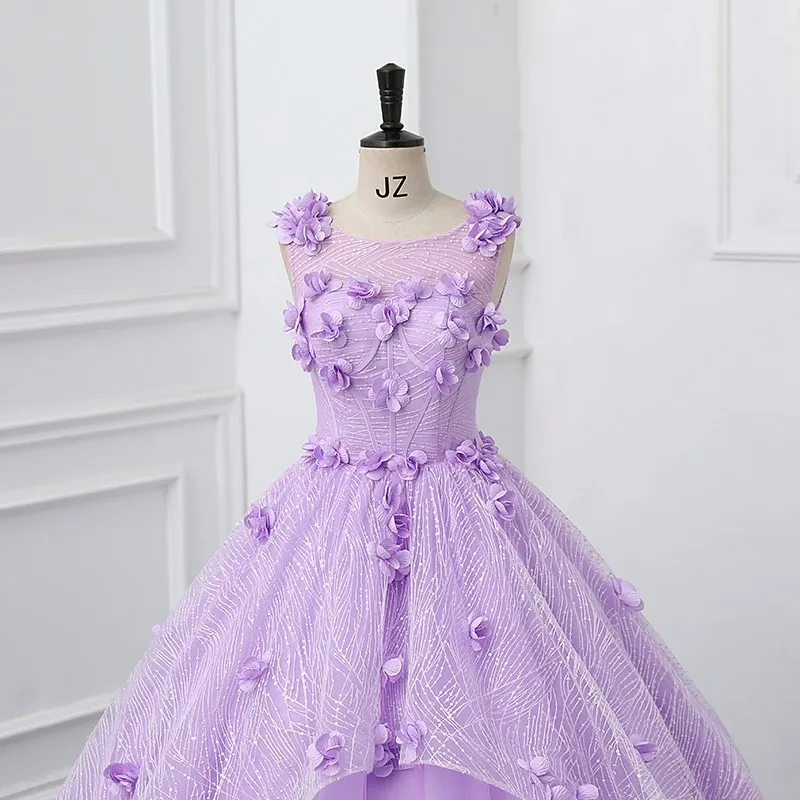 Flowers Quinceanera Dresses Applique Primrose Grass Neck Shinny Plus Size Ball Gown Prom Dress Vestidos Princesa Customized