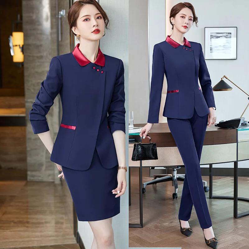 

2023 New Spring and Autumn Women Temperament Office Wear Fashion Slim White Collar Women's Clothing Wrapped Skirt Coat Trousers