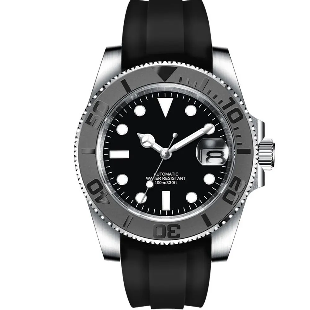 

Corgeut Fashion Japan 24 Jewels NH35 40mm Yacht Watch Steel Automatic Men Watch Miyota YM Brushed Ceremic Bezel Rubber Band