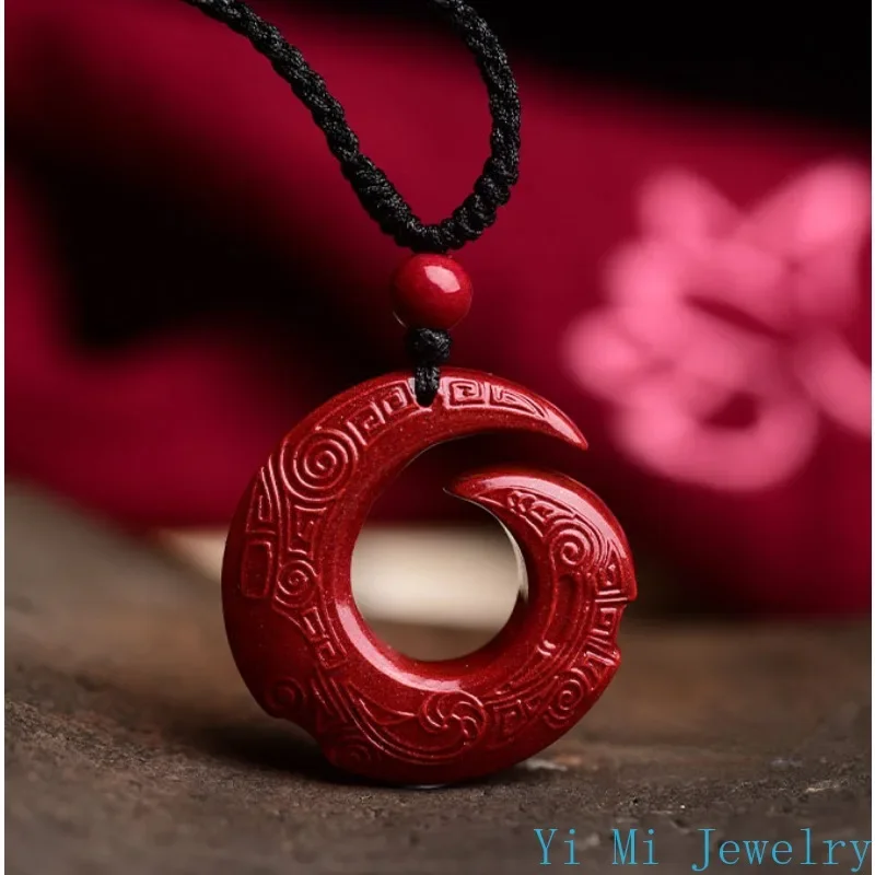 Natural Raw Mineral Cinnabar Pendant Necklace