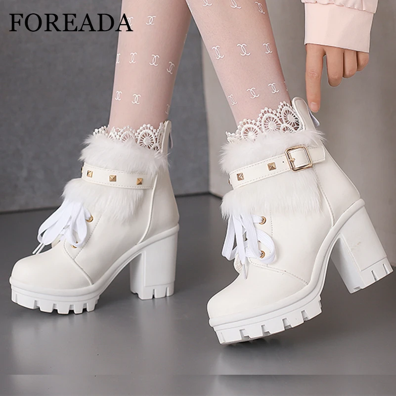 

Женские ботильоны на платформе и толстом высоком каблуке, с круглым носком