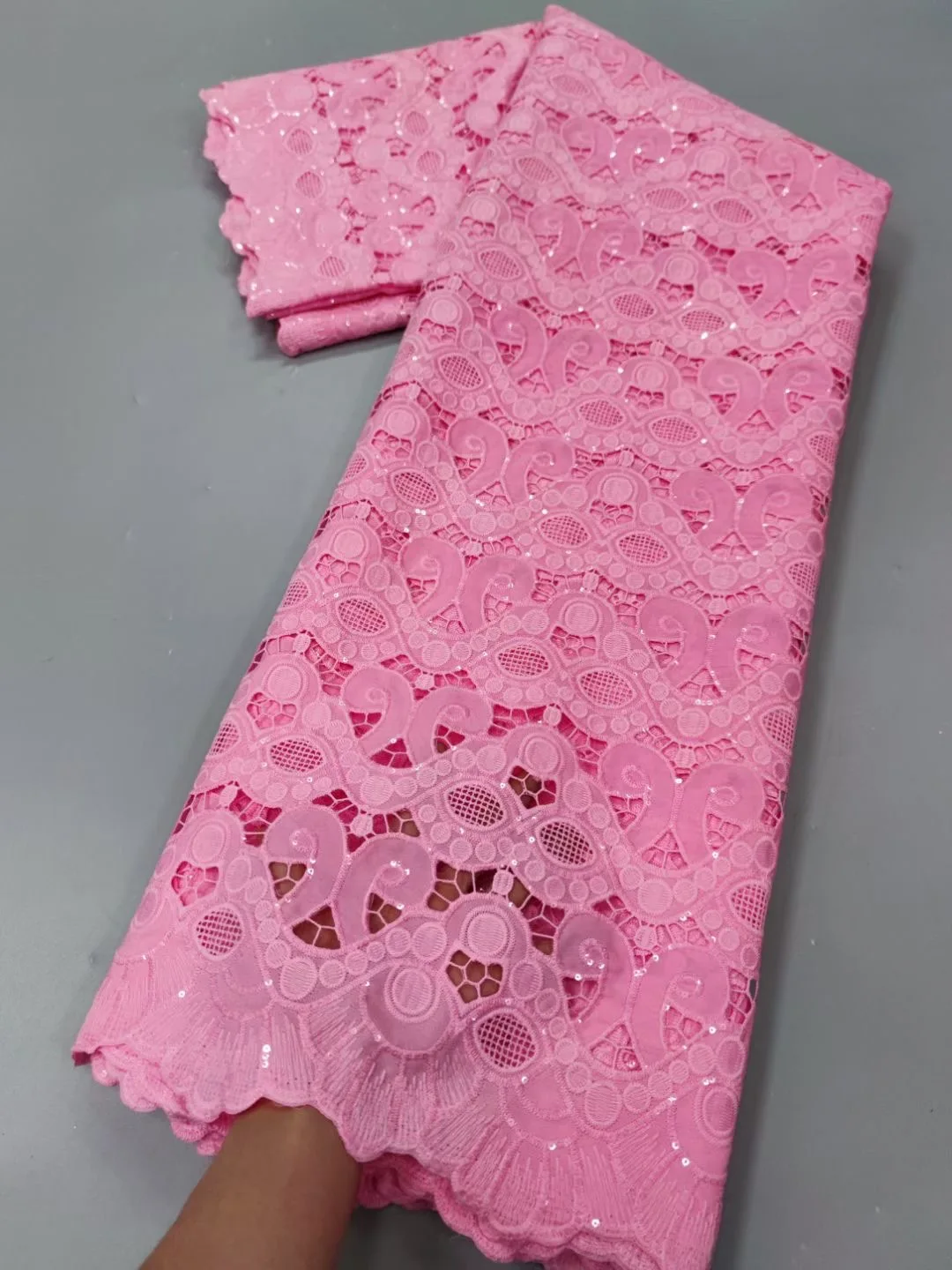 

African Laser Cut Chiffon Lace Fabric 2022 Dubai Embroidered French Tulle Lace With Sequins Latest African Sequins Lace