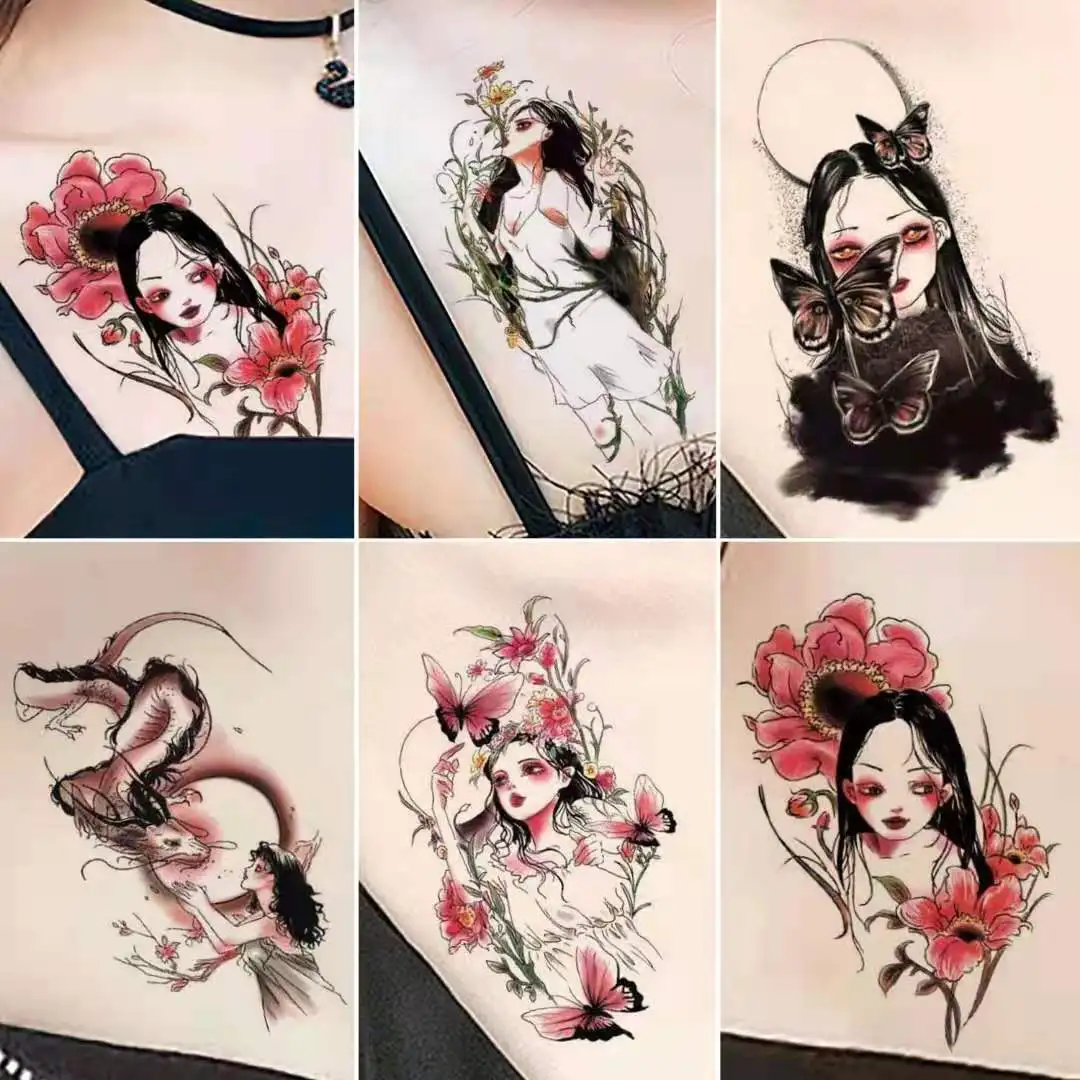 

8PCS Anime ins Fake Tattoo Sticker Waterproof Temporary Sailor Moon Mermaid Flower Arm For Woman Body Transfer Art Water cute
