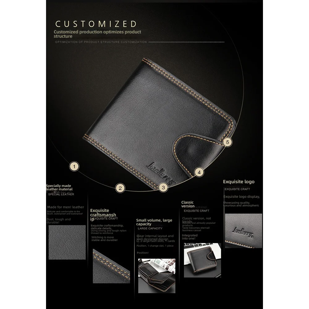 Baellerry Herren-Geldbörse, schmal, RFID-blockierend, kompakt, Vordertasche, 12+ Kartenfächer, PU-Leder – Detail 2