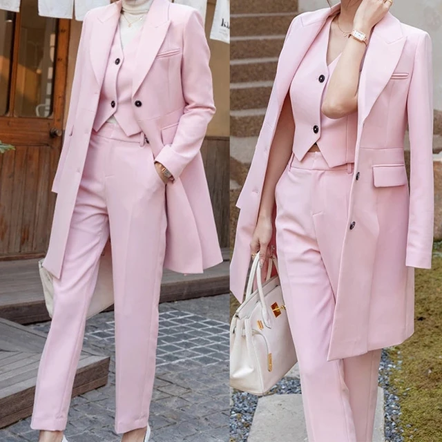 Sexy Suit Three Piece Set Women Rose Red Lace Blazer+Bra+Trousers 3 Piece  Suits Elegant Long Sleeve Coat Suits Evening Party - AliExpress