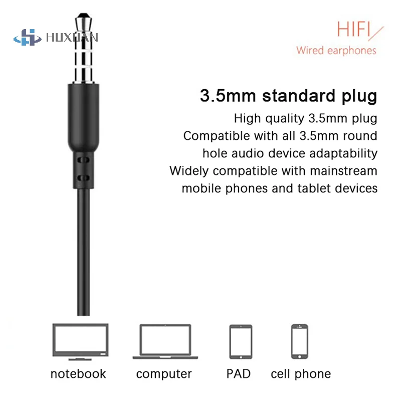 1pc Headset Optional 3.5mm Earbuds High Quality In-ear For Phone Computer Headphone With Mic Earbuds In-ear Wired Earphone