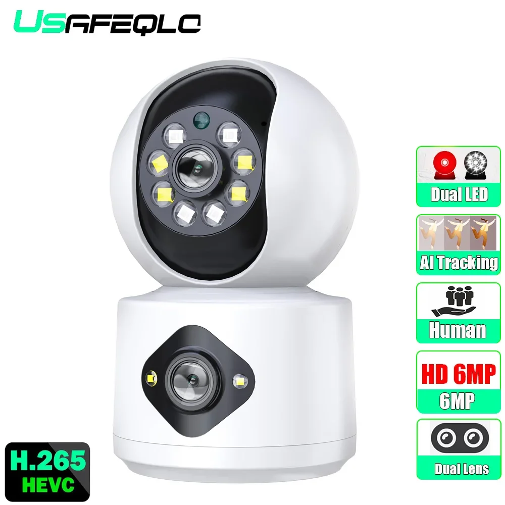 Baby Monitor 4Mp Dual Lens Wifi Camera Dual Screen Auto Tracking Ai Rilevamento Umano Indoor Home Secuiryt Cctv Videosorveglianza