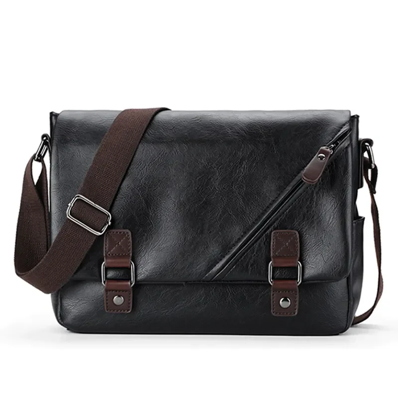 

Luxury Brand Leather Men's Messenger Bag Male Black Business Sling Bags Vintage Crossbody Bags For Men Casual Shoulder Bag Bolsa