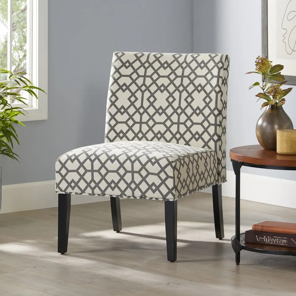 

Fabric Accent Chair Living Room Chair Grey Geometric Patterned Home Furniture Chairs Relaxing