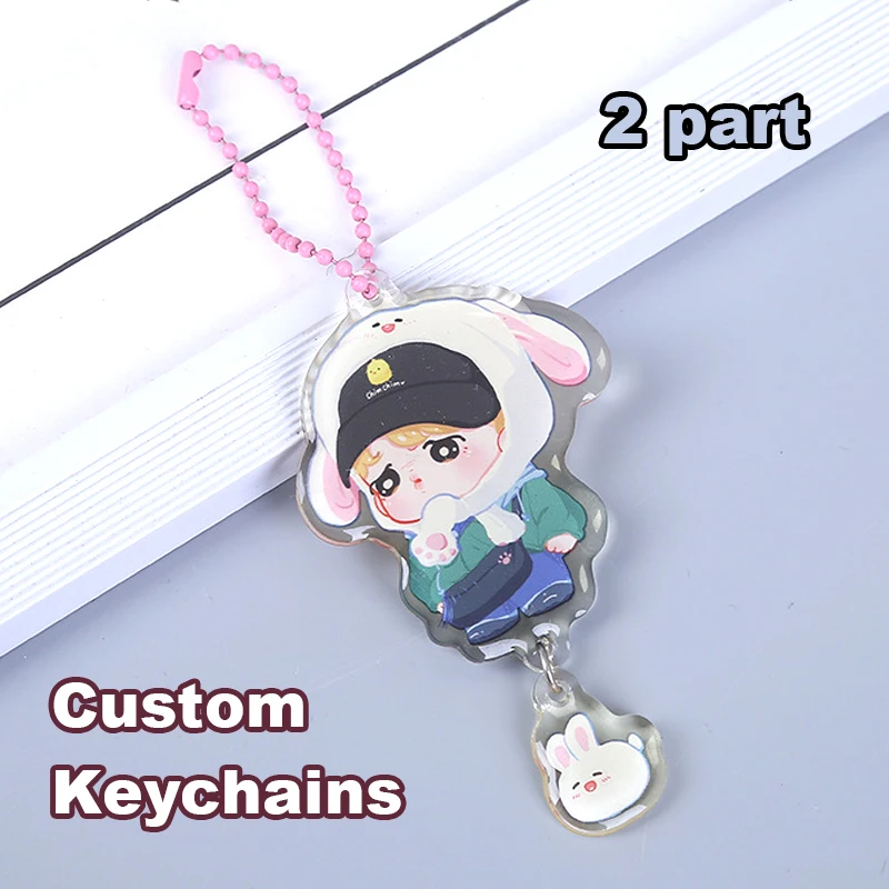 Personalized Keychains Hologram Designer Custom Logo Key Chain Photo Customized Anime Charms Clear Acrylic Key Rings for Gift top quality sparkle 76mm crystal facted chandelier prisms clear glass suncatcher free rings christmas tree hanging decoration