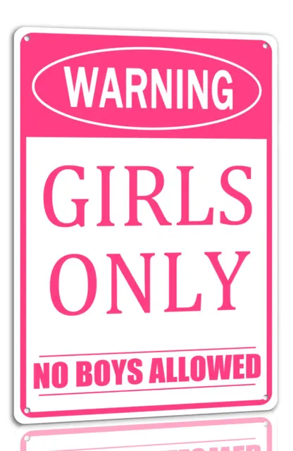 Girls Only Metal Sign Funny No Trespassing No Boys Allowed Tin Signs Pink Wall Decor For Bar Daughter Bedroom Door 8x12 Inch