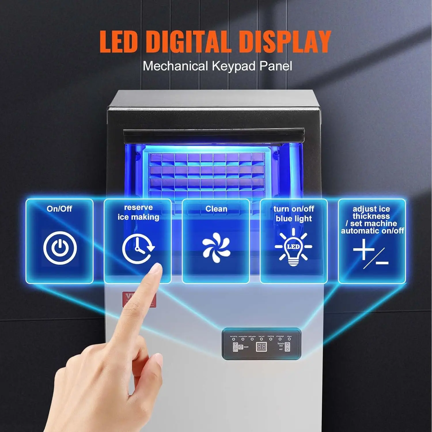 Commercial Ice Maker Machine, 100LBS/24H Ice Machine with 28lbs Storage Capacity, 40 Ice Cubes Ready in 12-15 Minutes, Ice Maker 3