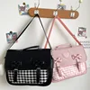 Japanese Backpack Bow Messenger Bag Student Checkerboard  Shoulder Bag For Teenagers Girls Backpack 3
