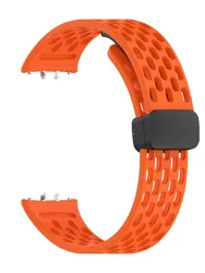 Perforated Foldable Buckle Silicone Smartwatch Strap - Samsung Galaxy fit 3 (Orange)