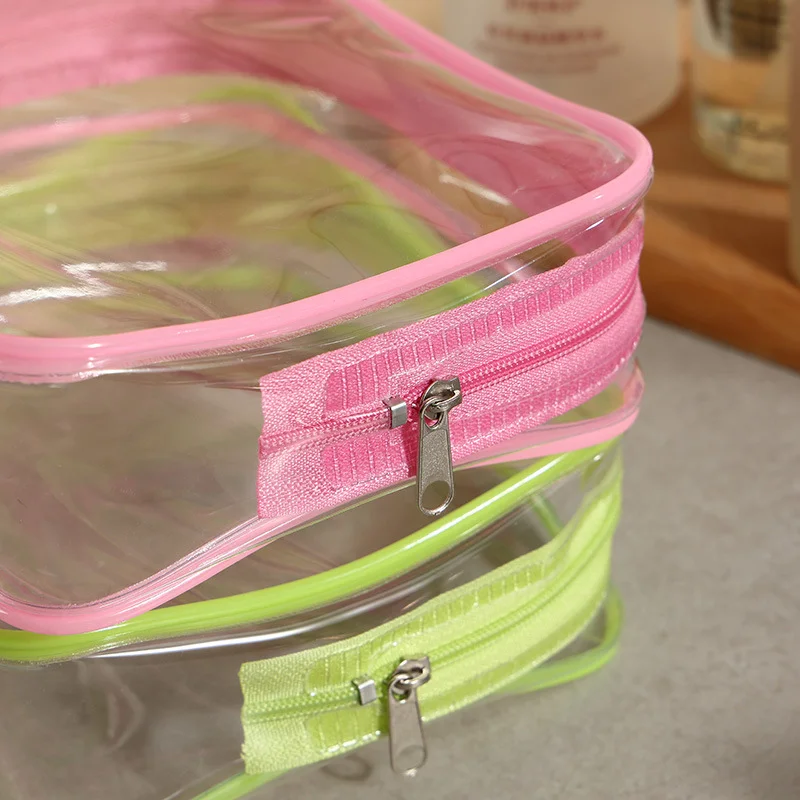 10/100 travel PVC transparent waterproof storage bags, large capacityzipperwashingbags,portablemakeupbags,customizable logos 3