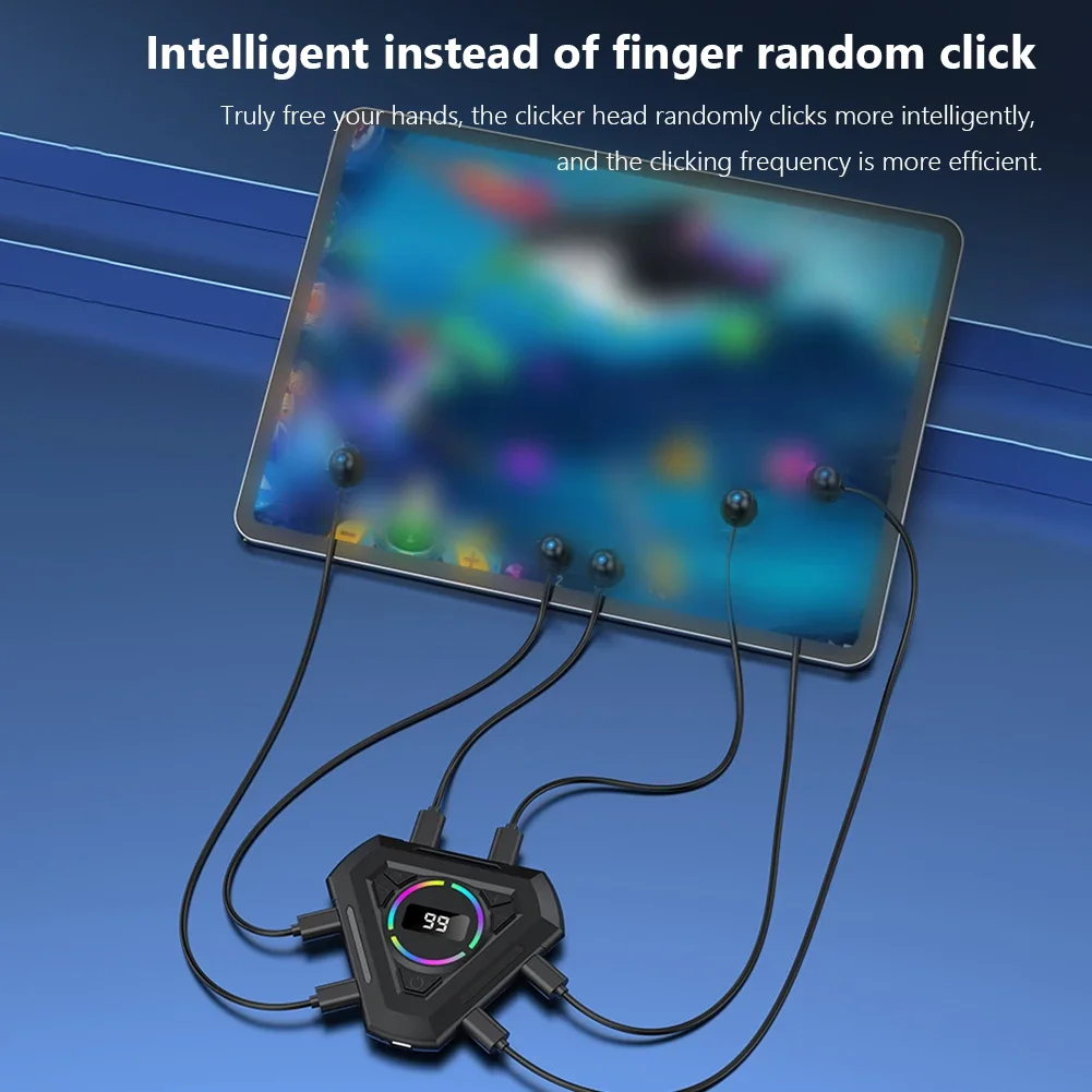 Auto Clicker 1/3/6 Heads Mobile Phone Screen Tapper Silent Physical Clicker Simulation Finger Click Device for Live Broadcasts