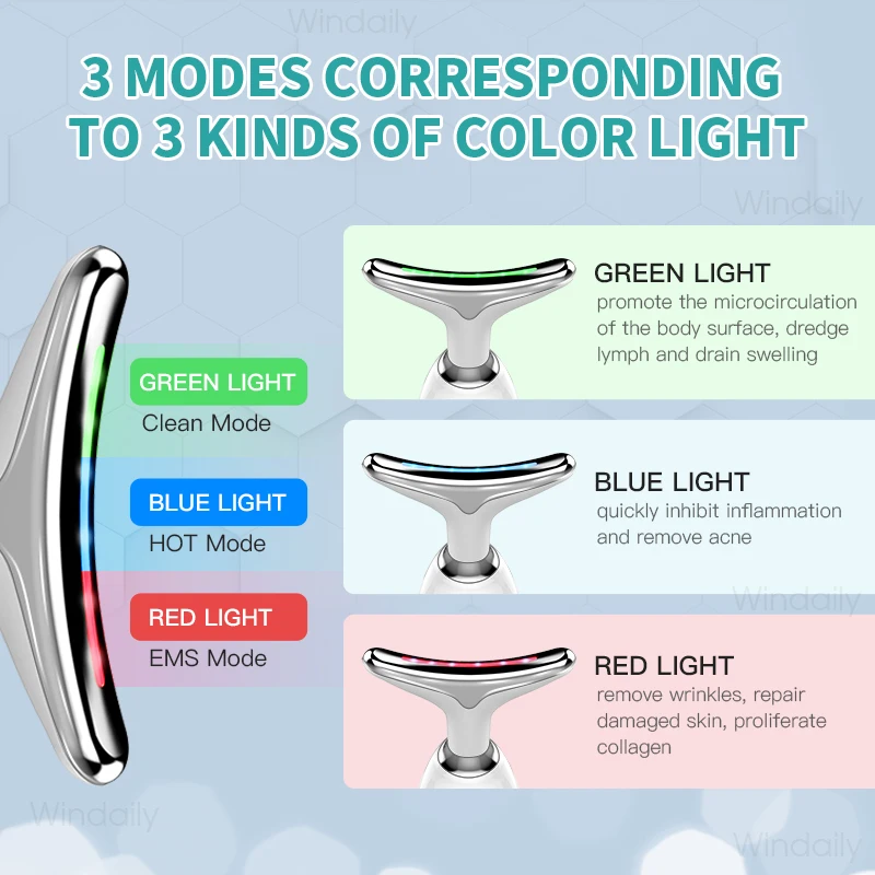 Neck Facial Lifting Device EMS Microcurrent LED Photon Therapy Vibration Face Massager Anti Wrinkles Tightenin_voghion.com