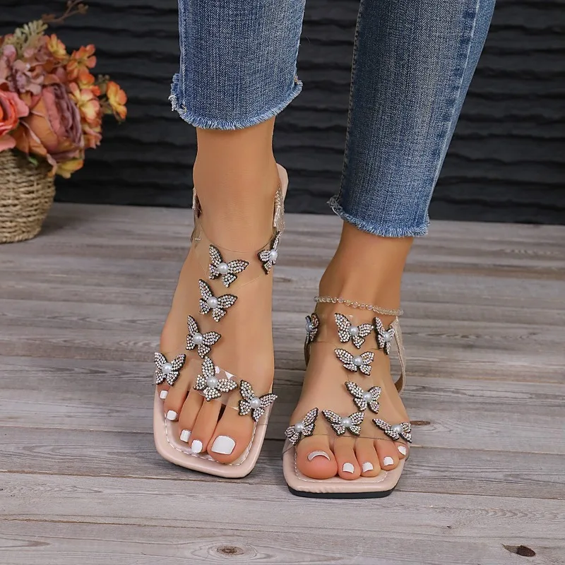 Women's Sandals Exquisite Fairy Flat Sandalias Beach PVC Butterfly Sandals Summer Shoes Ladies Elegant Footwear