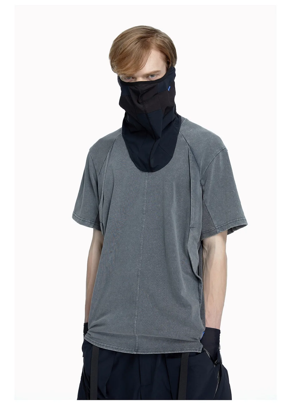 Reindee lusion 23ss 201 structural cut pure cotton t-shirt stacked structure diamond shape hem techwear gorpcore