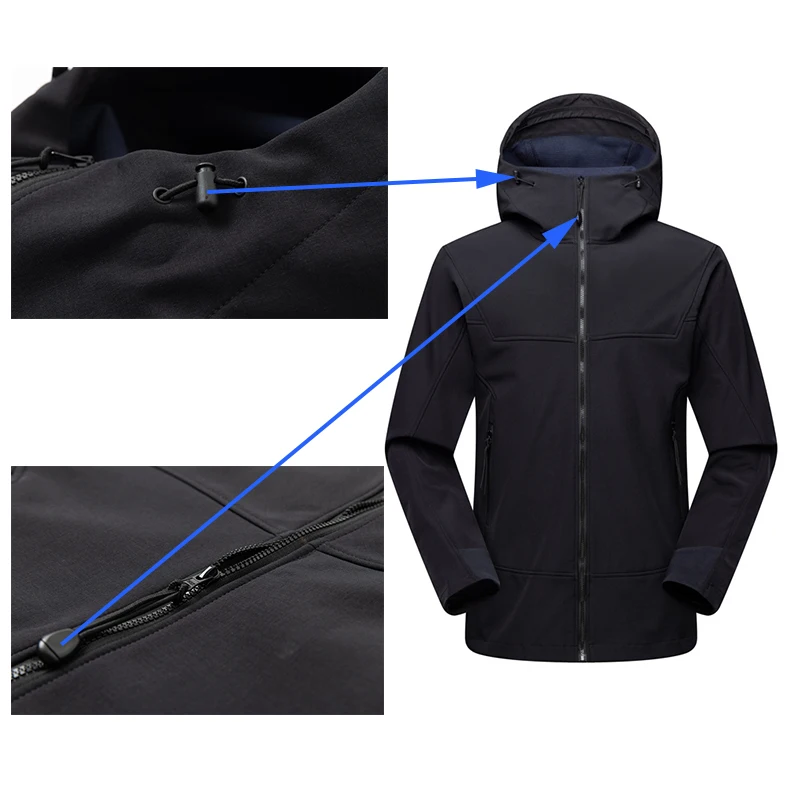 TRVLWEGO Women Men Travelling Jacket Camping Softshell Fleece Lined Warm Light Hooded Windproof for Outdoor Trekking Hiking Coat