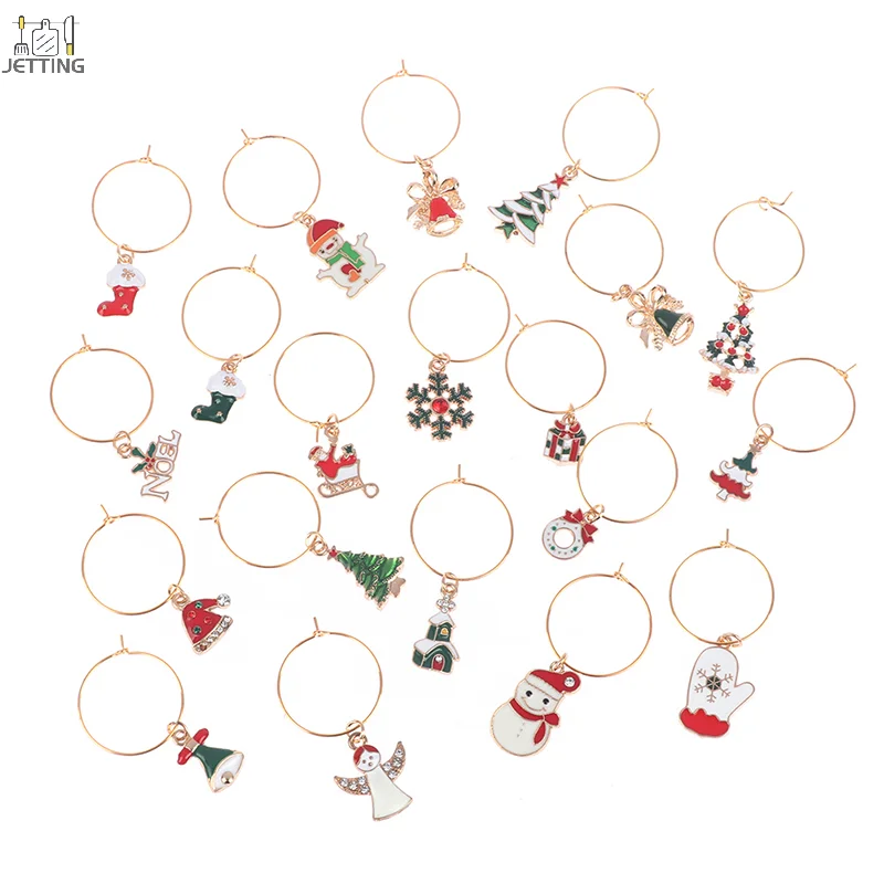20Pcs Christmas Wine Glass Markers Holiday Drink Marker Charms for Wine Glasses