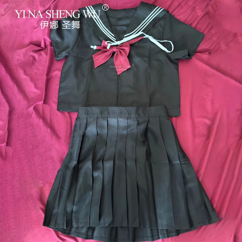 Japanese Korean School Uniform Girls Plus Size Jk Suit Red Tie Black Three Basic Sailor Uniform Women Long Sleeve Student Suit