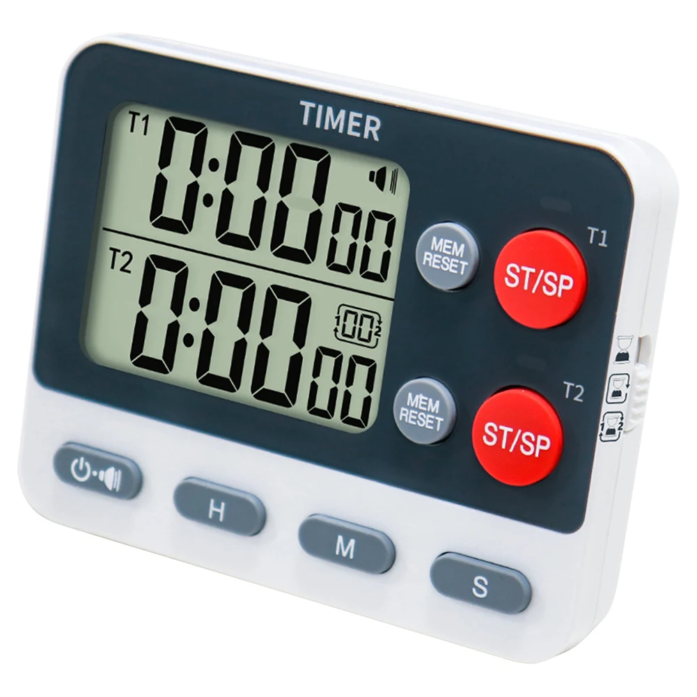 Kitchen Timer Multifunctional Dual Digital Timer with Memory Function Cooking Timer Portable for Gym Office Laboratory