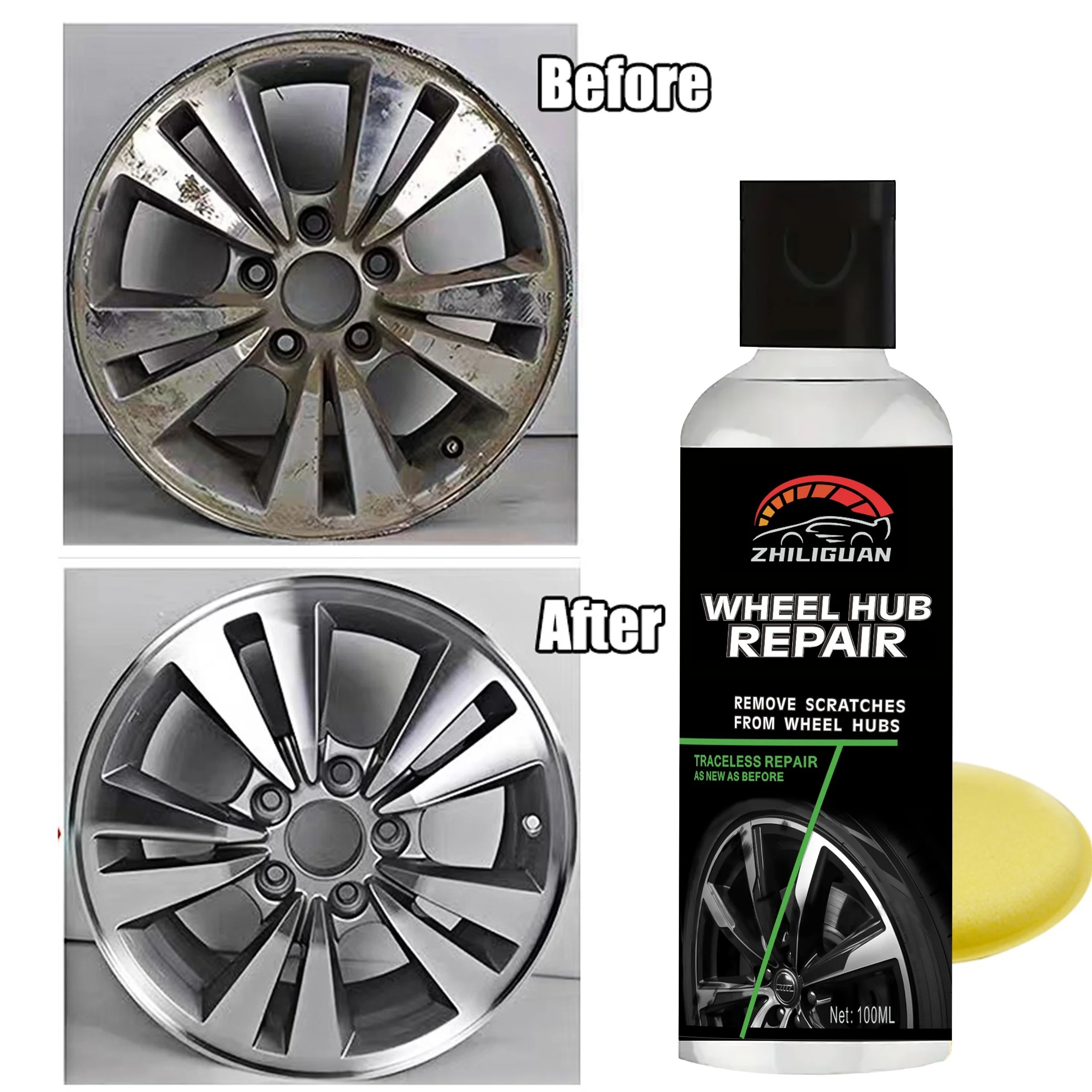 Universal Wheel Hub Repair Kit Including Polishing Paste Scratch and Dirt Removal Fading Repair and Enhanced Car Maintenance wheel repair kit