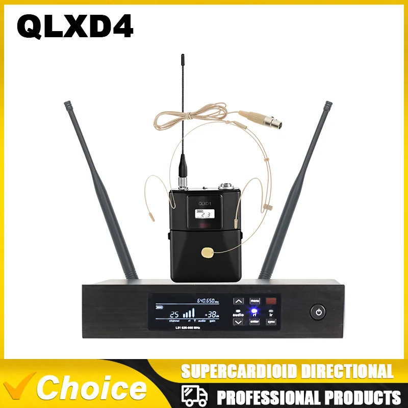 Qlxd4プロフェッショナル1チャンネルuhfワイヤレスマイク