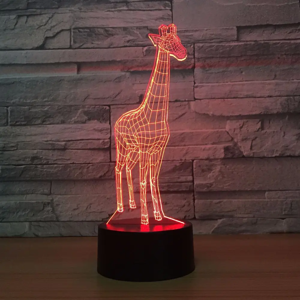 

Необычный 3d ночник в виде жирафа, подарок на день рождения, милая 3d лампа с изменением 7 цветов, рождественские украшения, подарок для освещения детской комнаты