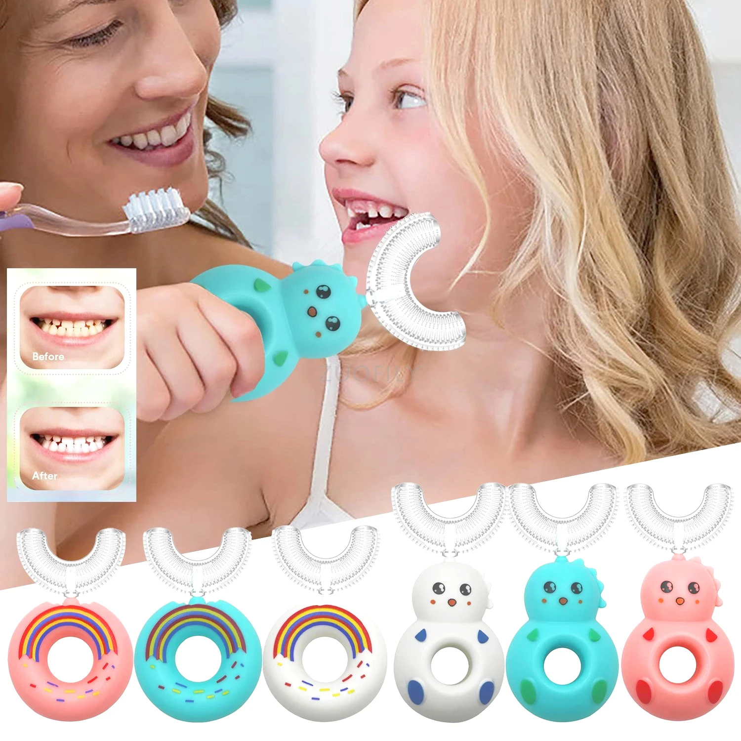 Cartoon Brush Teeth Kids | Kids Cartoon Tooth Brush | Kids Toothbrush U  Shape - 360° - Aliexpress