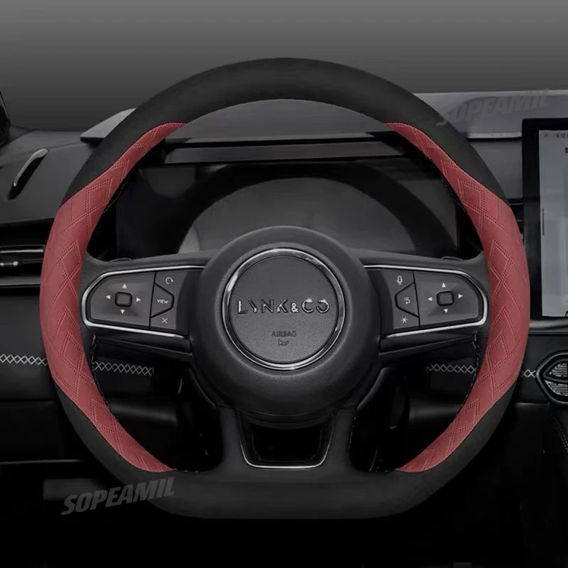 

AntiSlip Microfiber Leather Car Suede Steering Wheel Cover For Lynk&Co 01 02 Hatchback 03 PHEV 03+ 05 PHEV 06 PHEV 07 08 09 EM-P