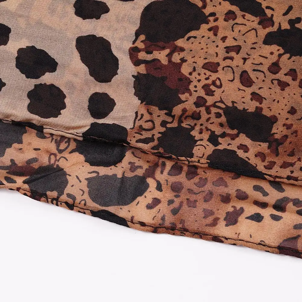 Fashion Leopard Scarf New Korean Fashion Chiffon Scarf Wrap Shawl Stole Scarves Wraps For Women Elegant Long Neck Large