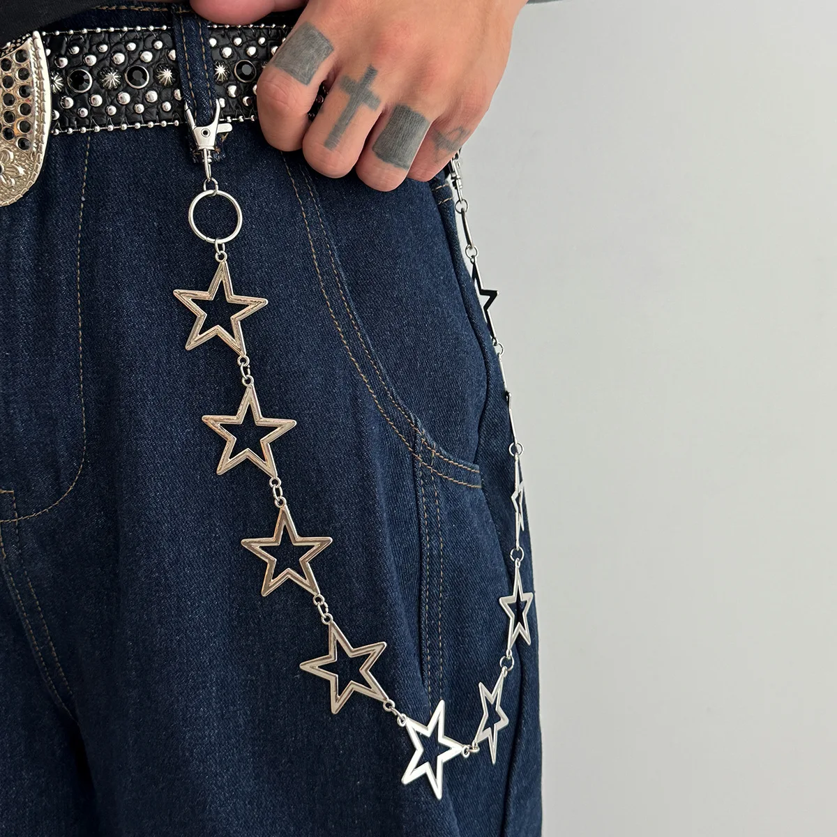 Vintage Retro Jeans Pants Star Chan Chain Belt decor Rainbow Kandi Star Belt Loop Chain - Etsy main image 2